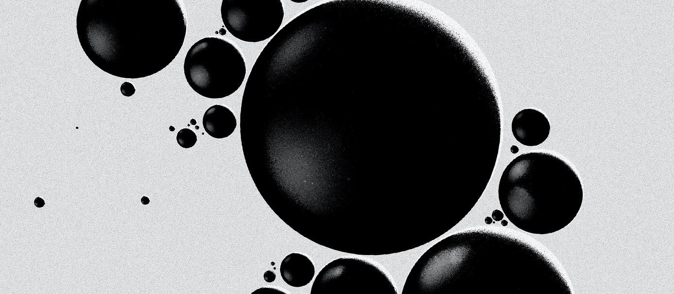 black spheres on white background