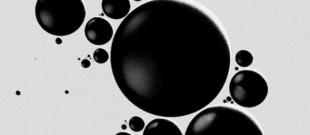 black spheres on white background